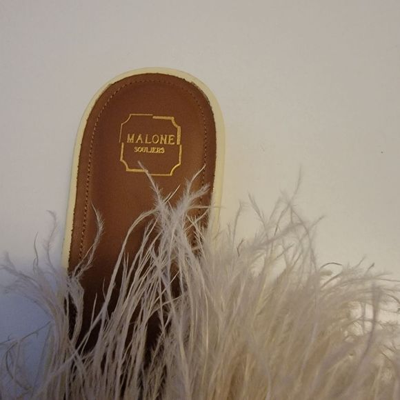 Malone Souliers 'Marina' Feather Satin Hollywood Starlet Glam Slides - Picture 7 of 11